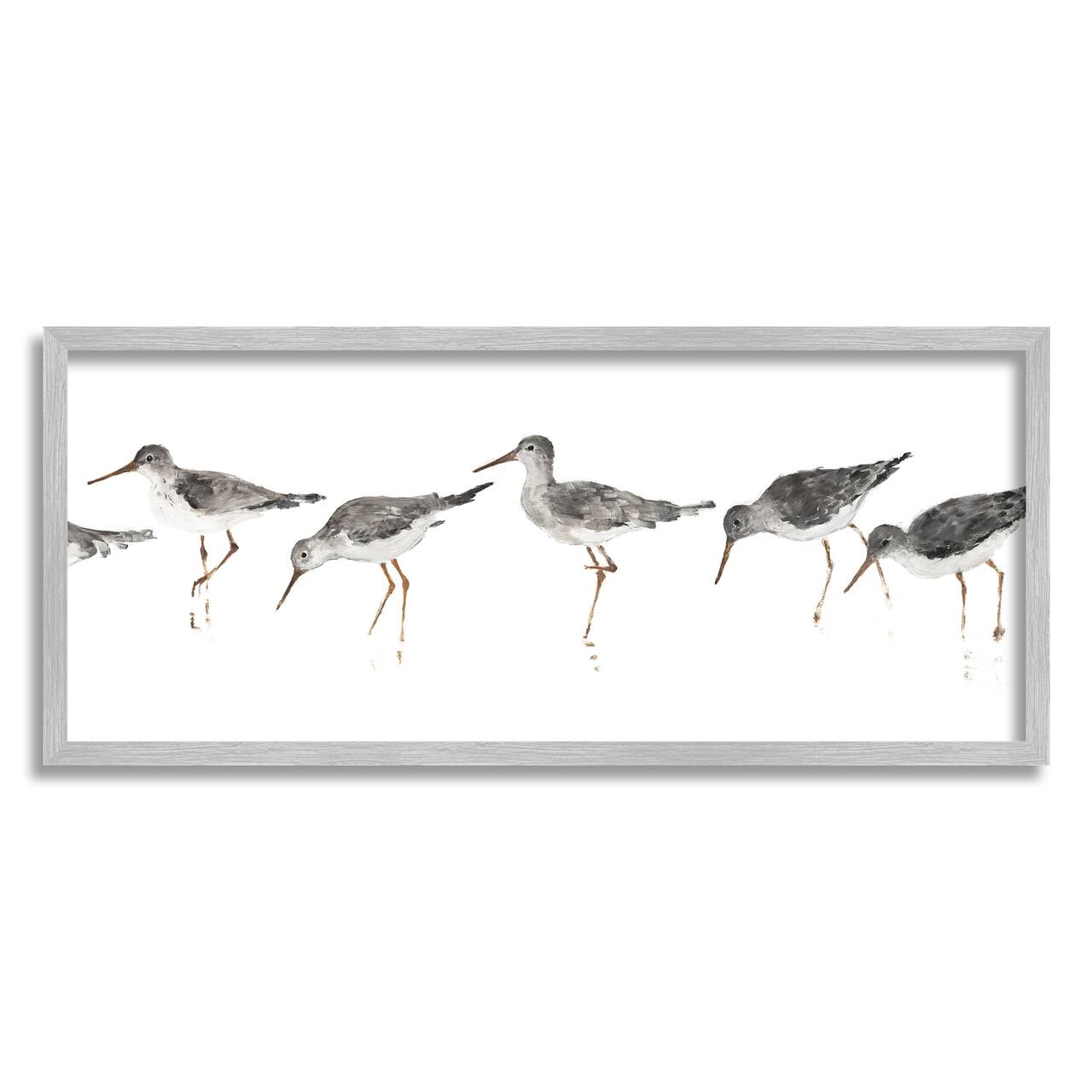 Stupell Industries Beach Bird Sandpipers Painting Wall Art in Gray Frame